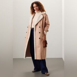 Great Jones Lined Women’s Tan Sherpa Coat Size Small